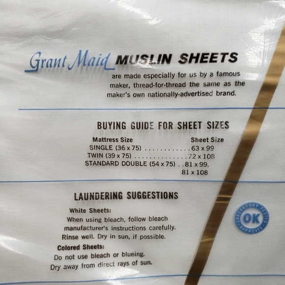 Grant Maid Full Double Flat White Sheet 130 Thread Count Cotton Muslin - Picture 4 of 5